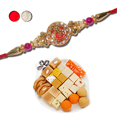 "Rakhi - FR- 8140 A (Single Rakhi), 500gms of Assorted Sweets - Click here to View more details about this Product